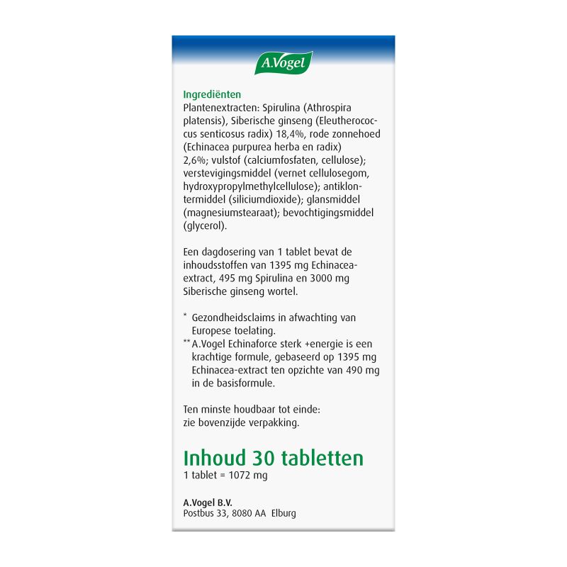 Verpakking Echinaforce sterk + energie tabletten rechterkant