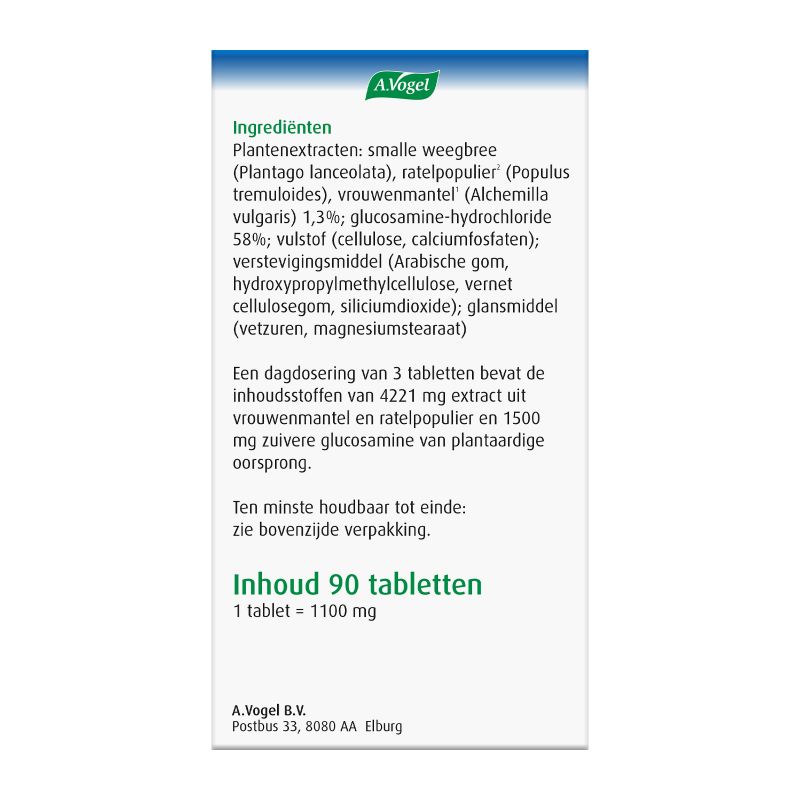 Verpakking Glucosamine + Alchemilla tabletten rechterkant