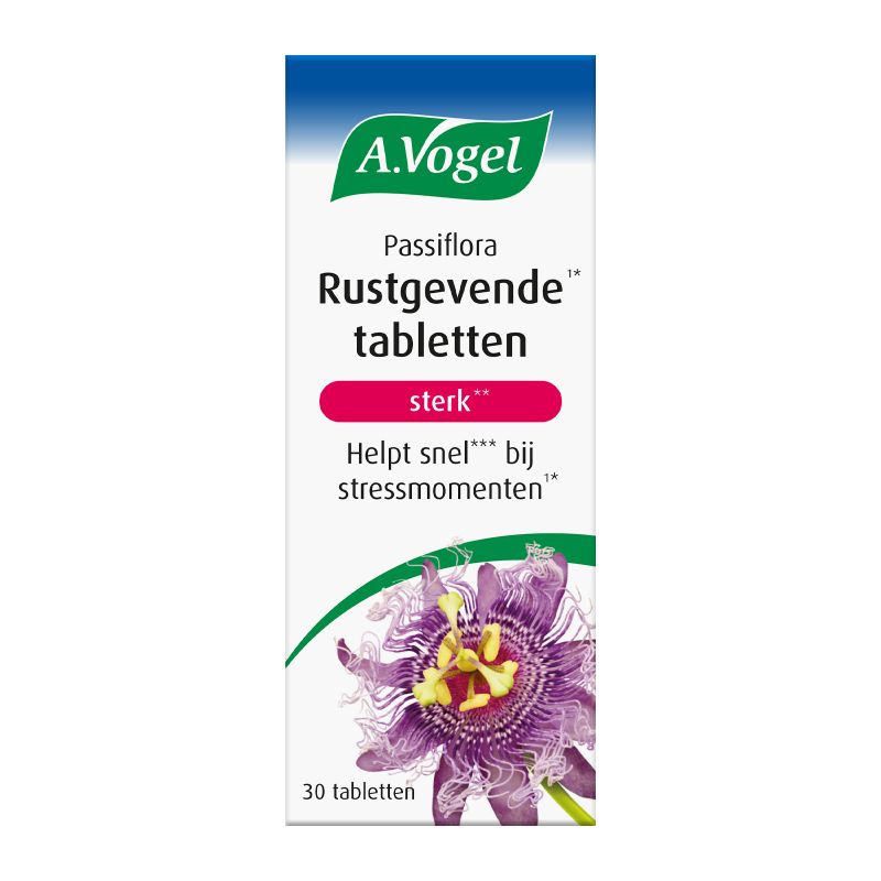 In verpakking Passiflora Rustgevende Sterk tabletten voorkant