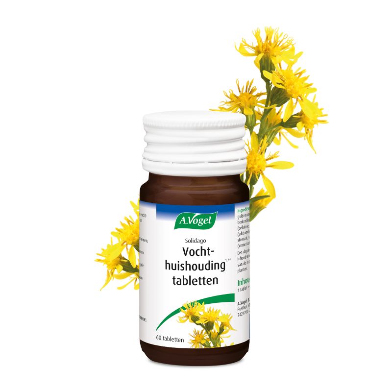 Uit verpakking Solidago Vochthuishouding tabletten voorkant