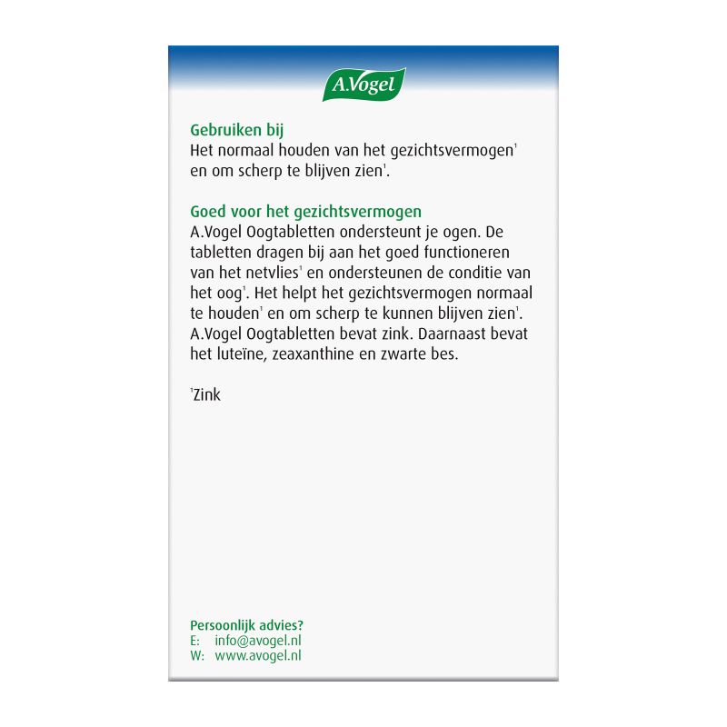 Verpakking Oogtabletten achterkant