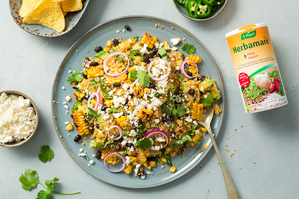 Mexicaanse streetfood maissalade met quinoa